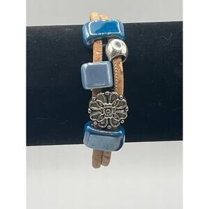 Portuguese Natural Cork with Blue Ceramics Bracelet